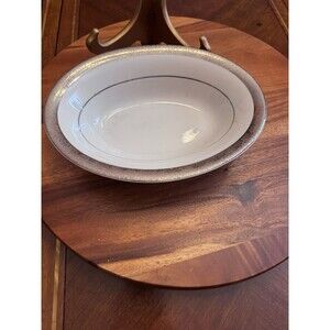 Vintage Chatham Fine China Platinum Rimmed Oval  Serving Dish